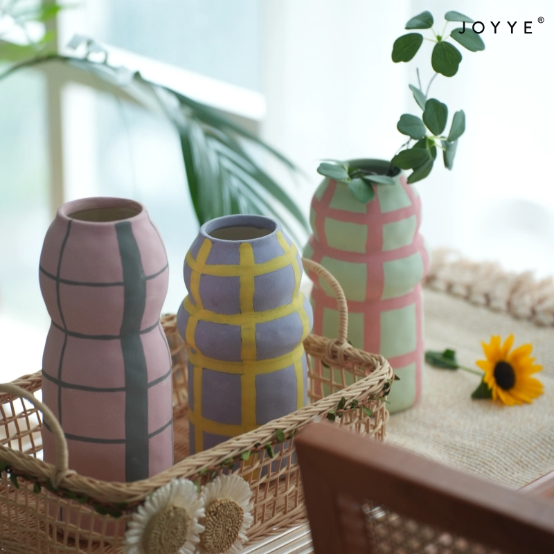 Colorful Hand-painted Checker Vases