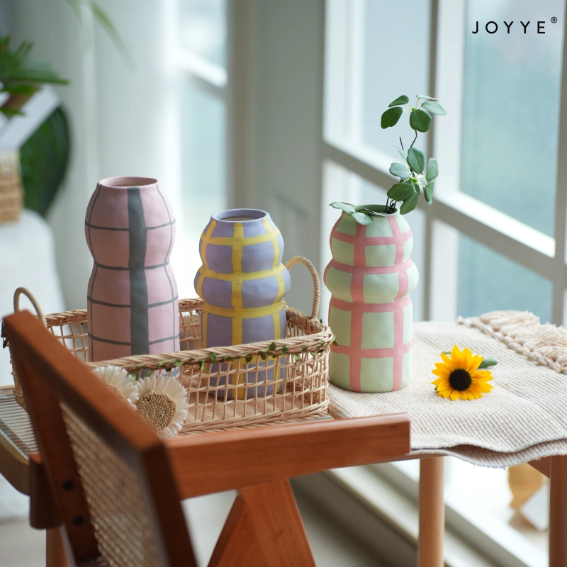 Colorful Hand-painted Checker Vases