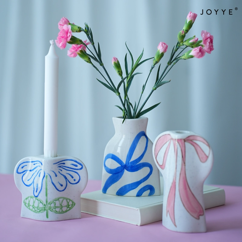 Cute Hand-Painted Bow Candle Holders and Vases
