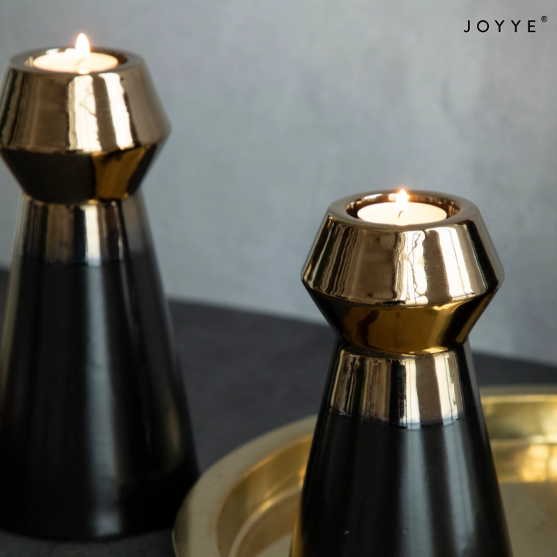OEM Black and Gold Ceramic Candleholder – Luxury Design