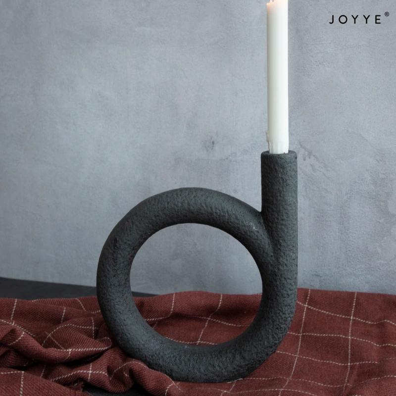 OEM Black Speckled Stoneware Candleholder – Modern Minimalist Design