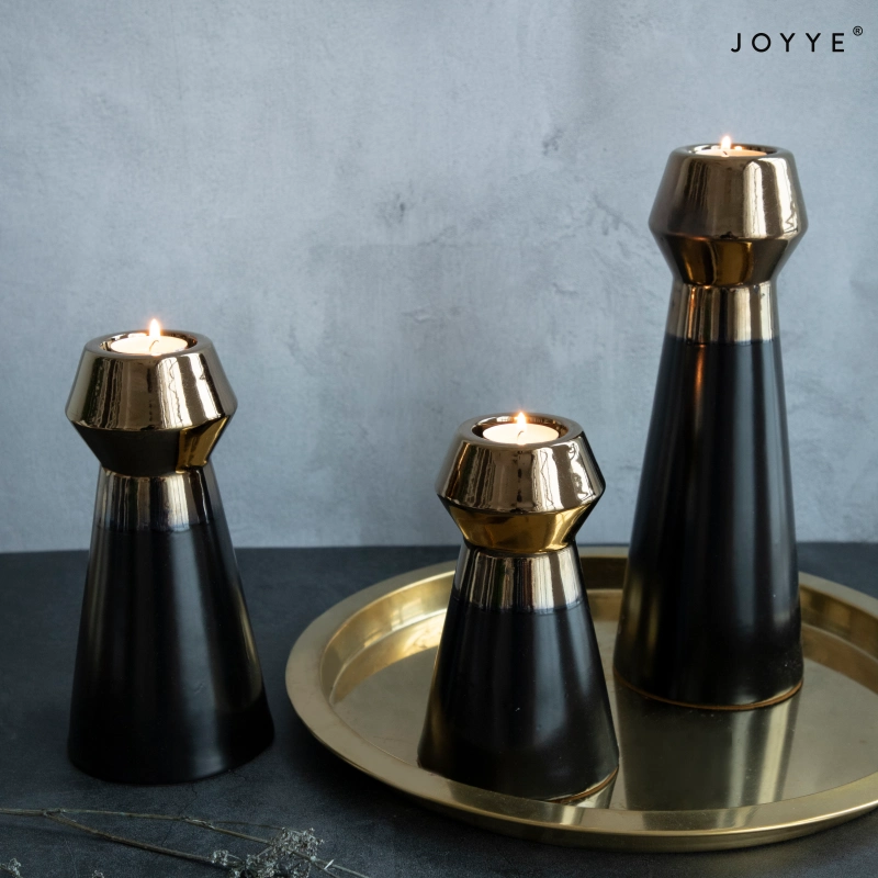OEM Black and Gold Ceramic Candleholder – Luxury Design