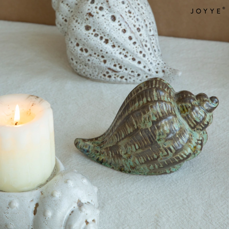 OEM Conch Shaped Ceramic Candle Holder Collection – Vintage Realism Design