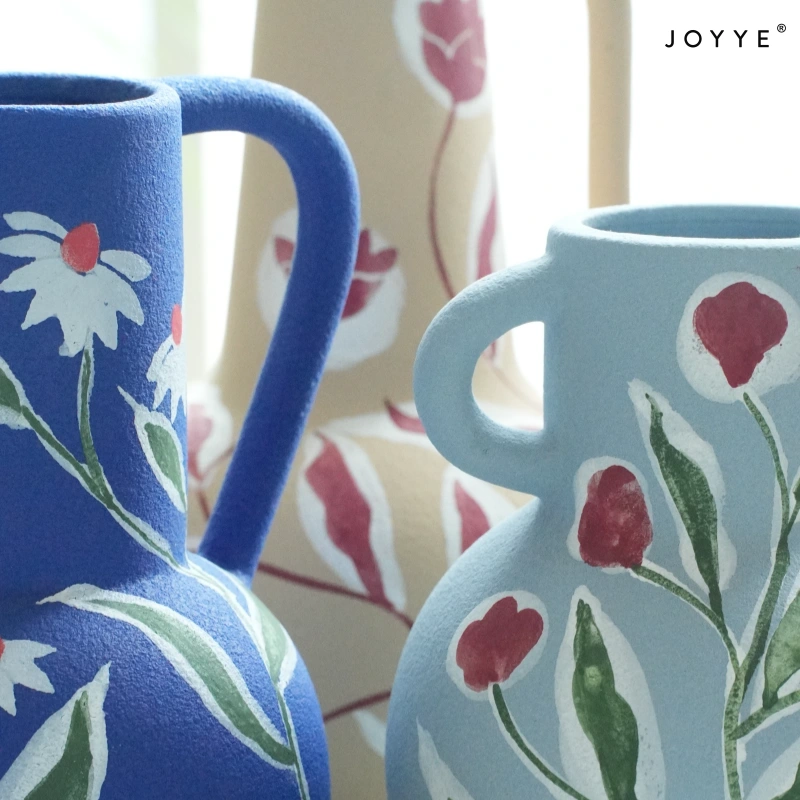 OEM Hand-Painted Floral Frosted Ceramic Vases – Modern Artistic Design