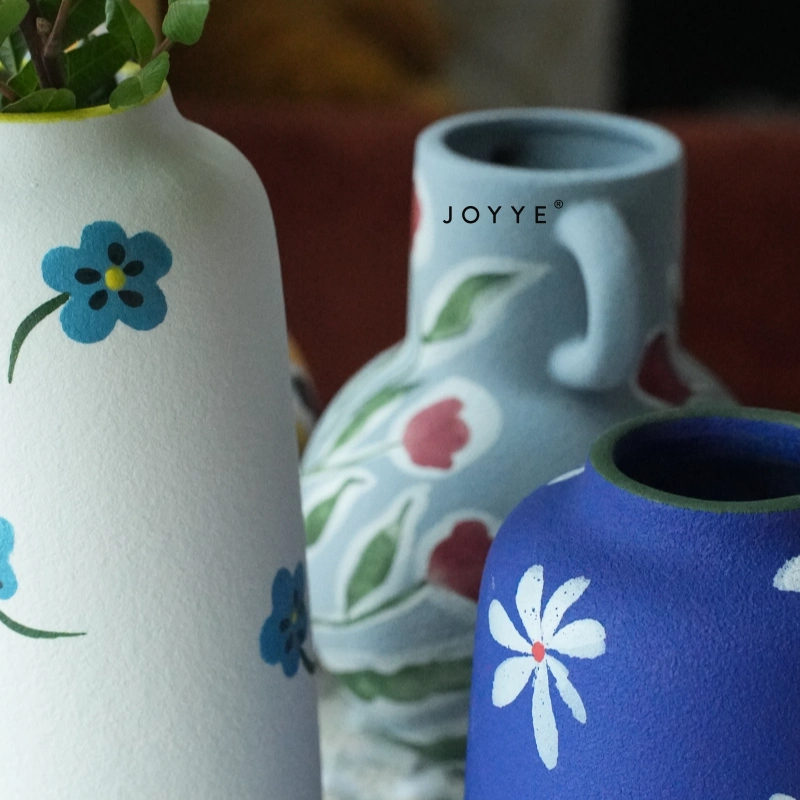 OEM Hand-Painted Floral Frosted Ceramic Vases – Modern Artistic Design