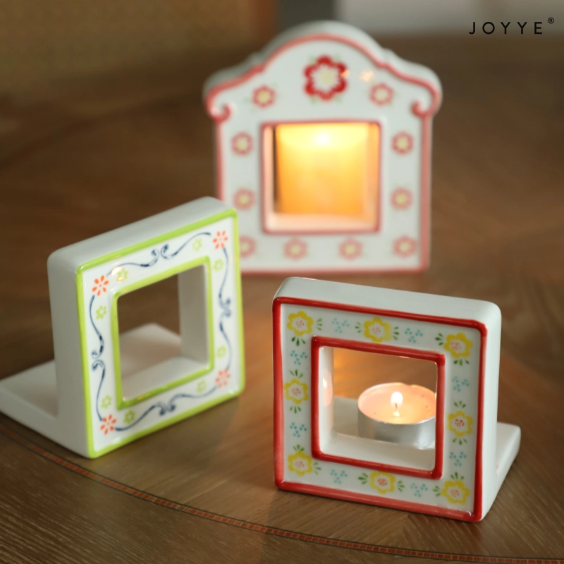 OEM Hand-Painted Flower Photo Framed Candle Holder