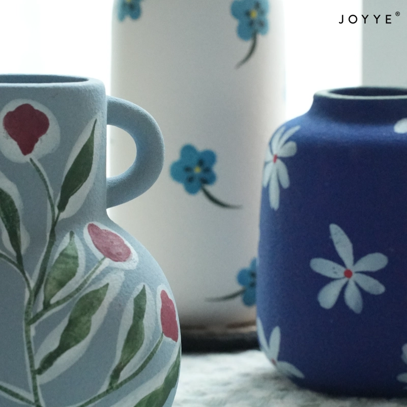 OEM Hand-Painted Floral Frosted Ceramic Vases – Modern Artistic Design