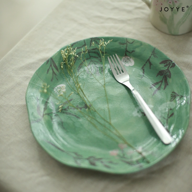 OEM Spring Hand-Painted Flower Stoneware Plates