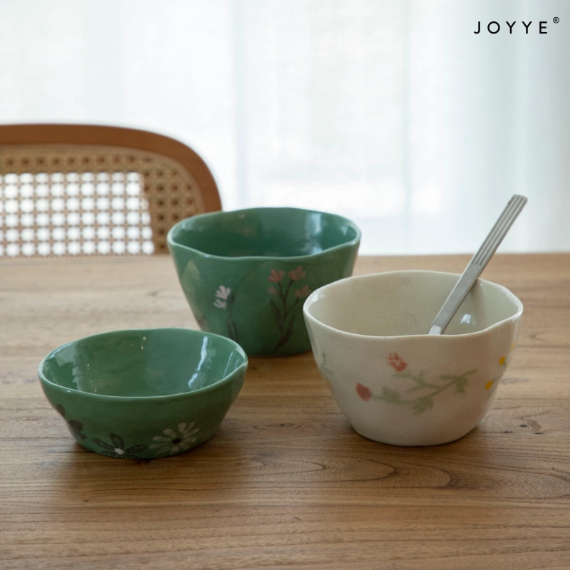 OEM Spring Hand-Painted Flower Stoneware Bowls
