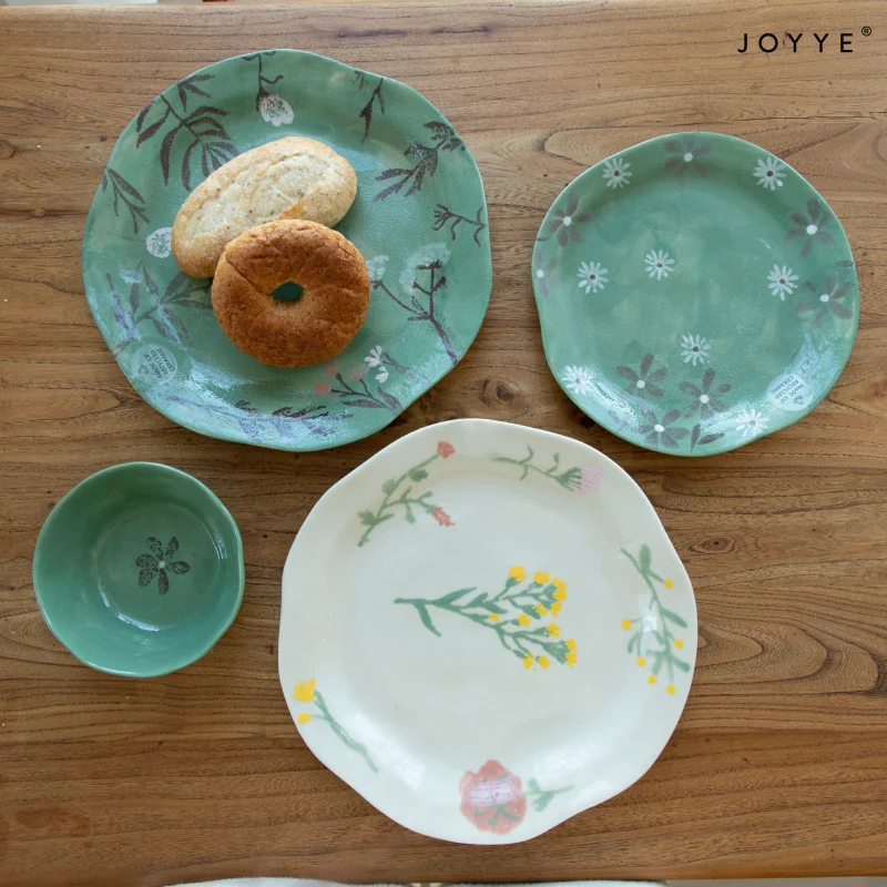 OEM Spring Hand-Painted Flower Stoneware Plates