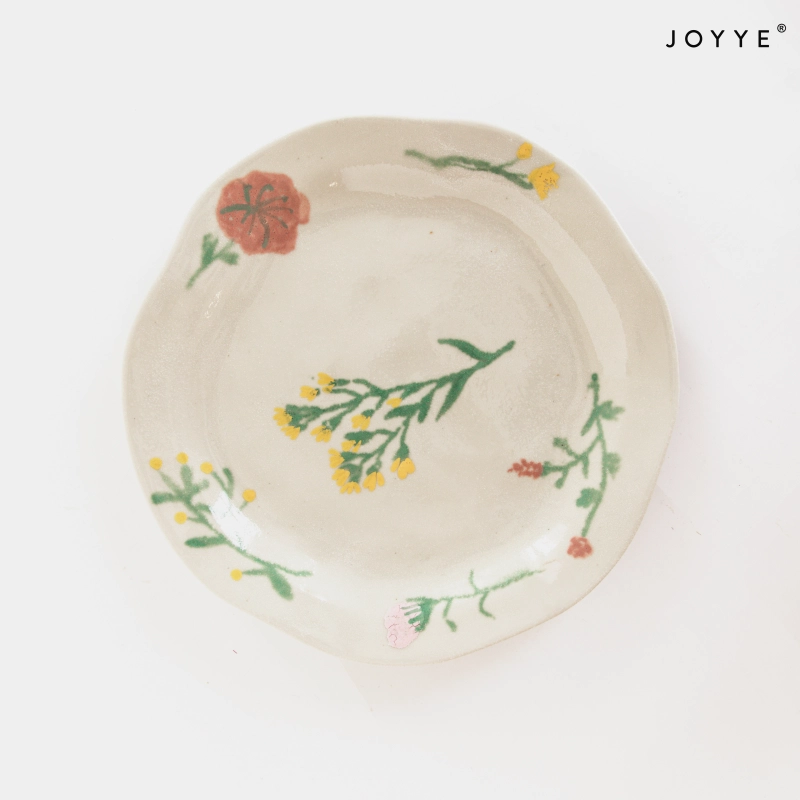OEM Spring Hand-Painted Flower Stoneware Plates
