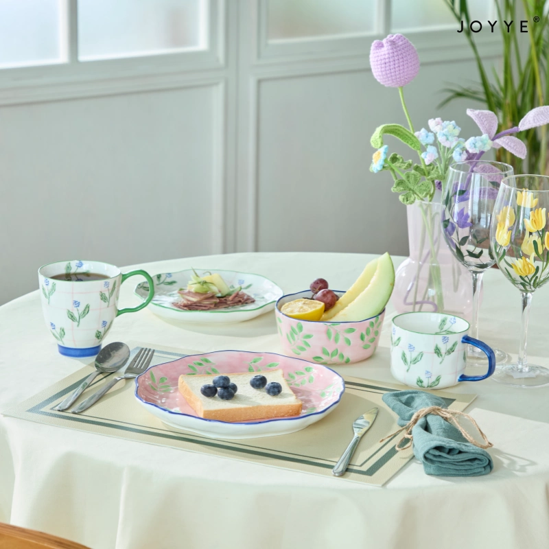 Hand-Painted Embossed Flower Ceramic Plates Wholesale