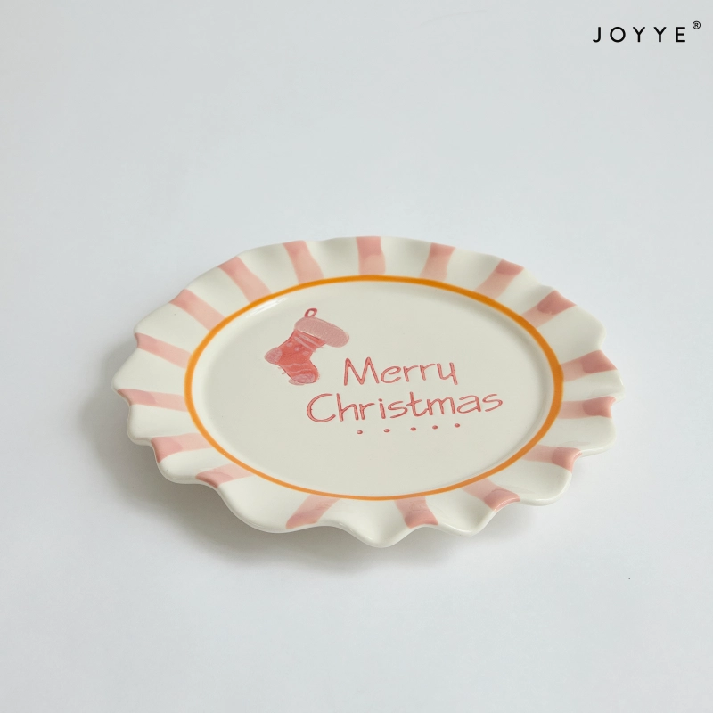 Christmas Hand-Painted Candy Wrapper Ceramic Plate Wholesale