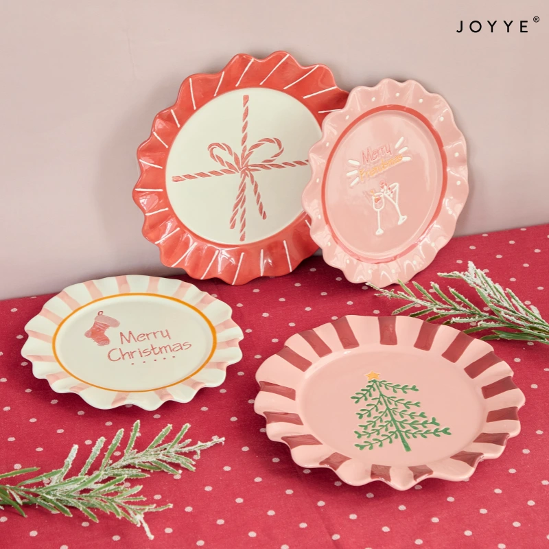 Christmas Hand-Painted Candy Wrapper Ceramic Plate Wholesale