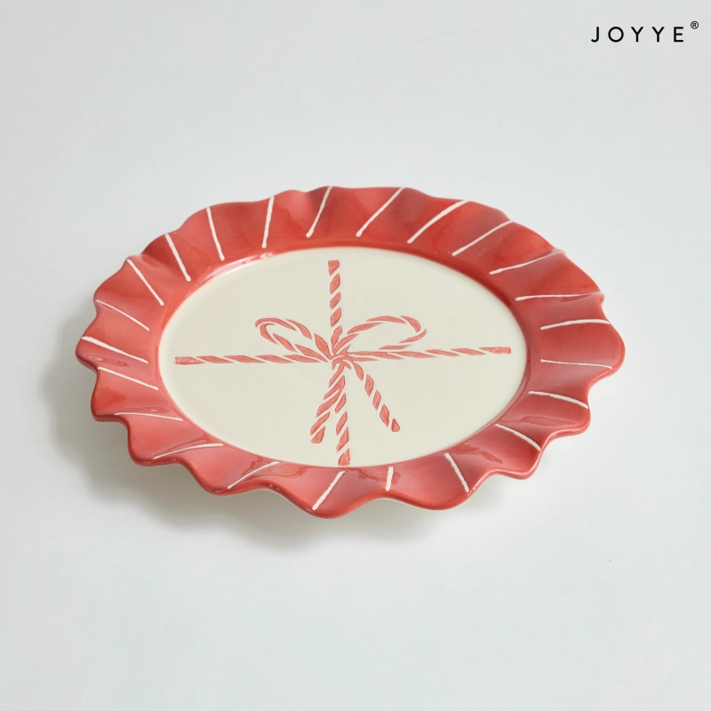 Christmas Hand-Painted Candy Wrapper Ceramic Plate Wholesale